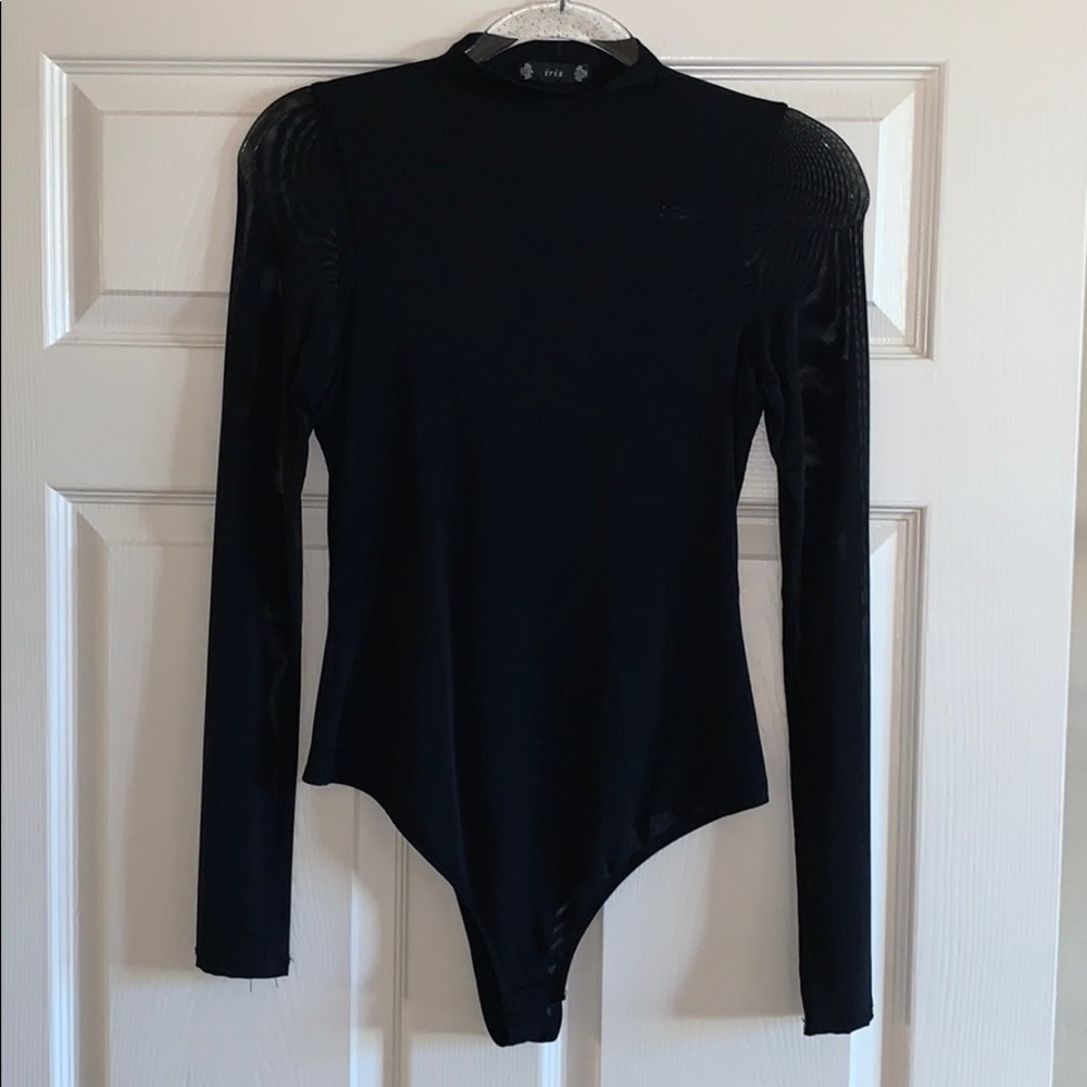 Black sheer long sleeved bodysuit